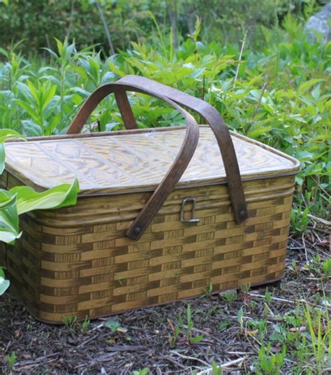 vintage metal picnic box|picnic hampers for 2 people.